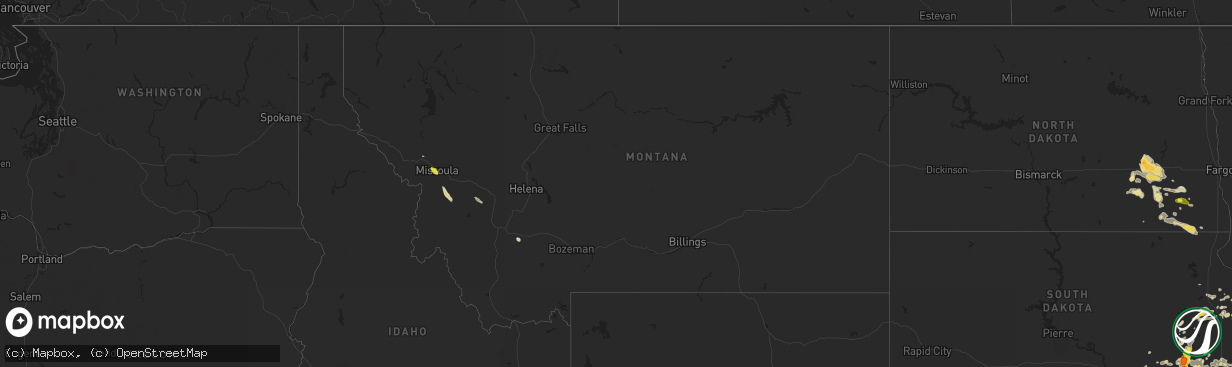 Hail map in Montana on August 18, 2016