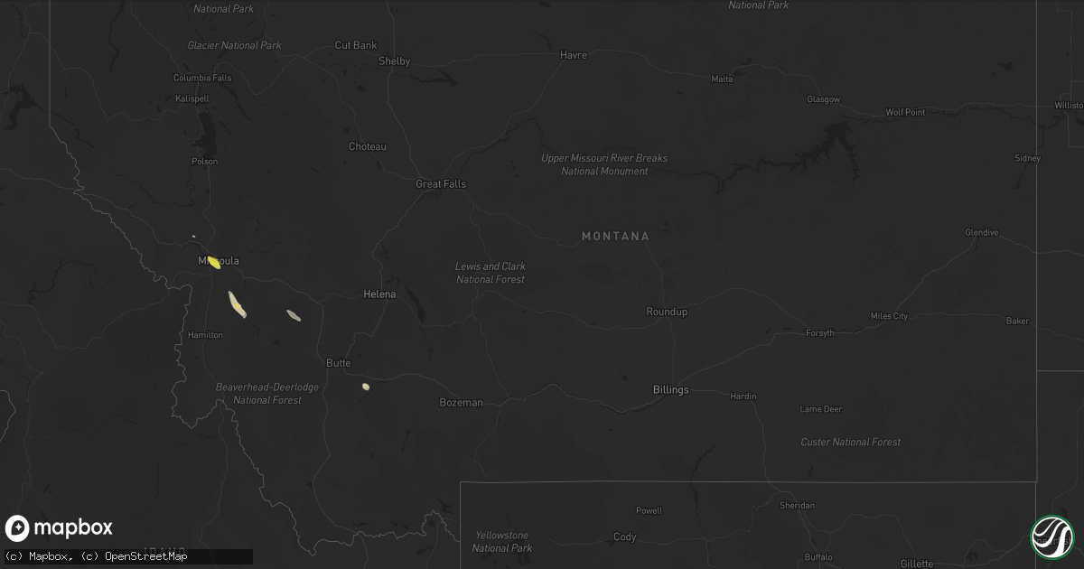 Hail map in Montana on August 18, 2016