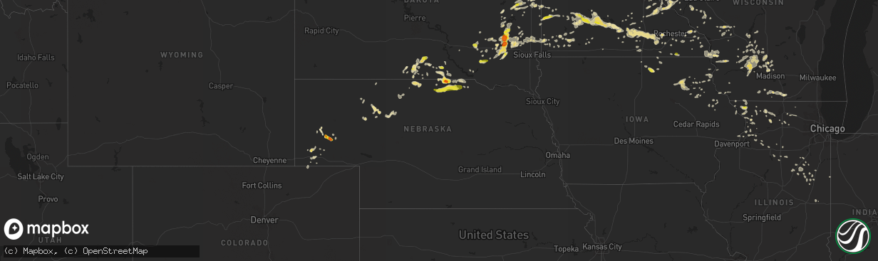 Hail map in Nebraska on August 18, 2016