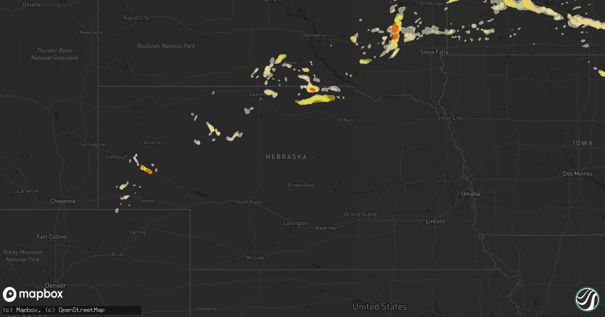 Hail map in Nebraska on August 18, 2016