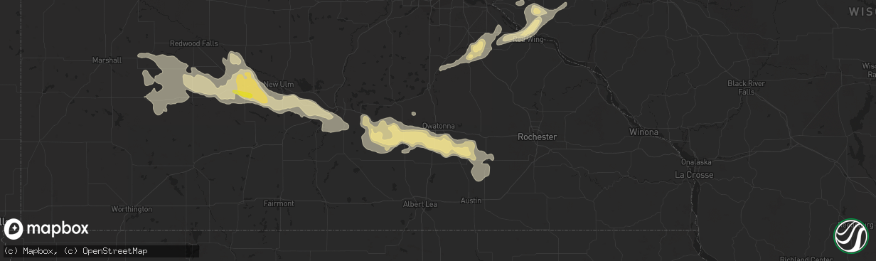 Hail map in Owatonna, MN on August 18, 2016