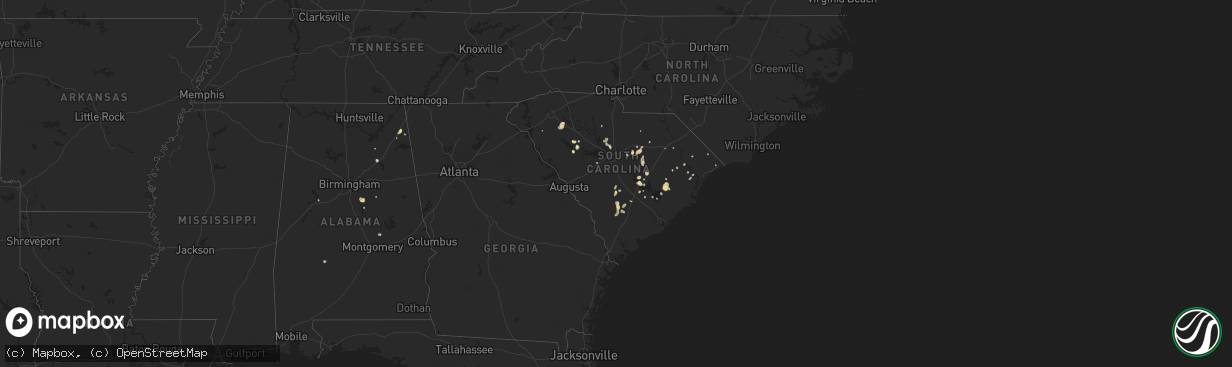 Hail map in South Carolina on August 18, 2016