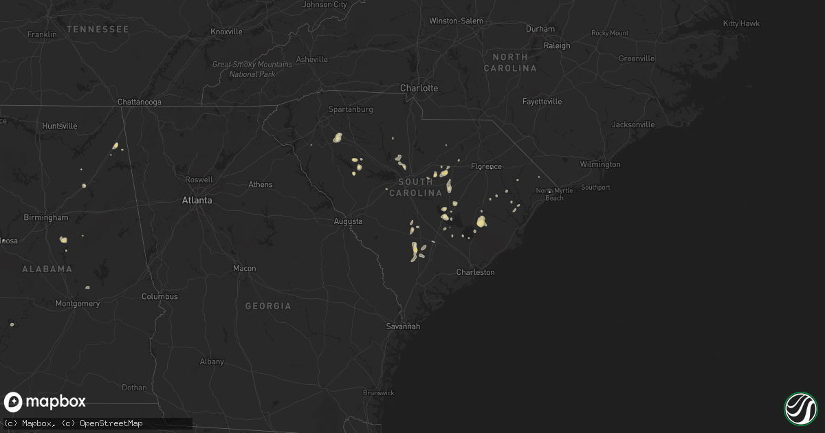 Hail map in South Carolina on August 18, 2016