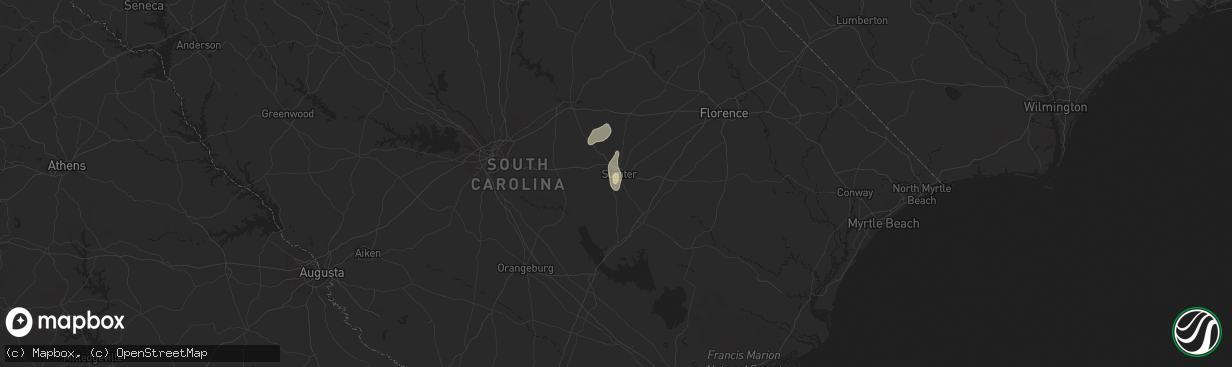 Hail map in Sumter, SC on August 18, 2016