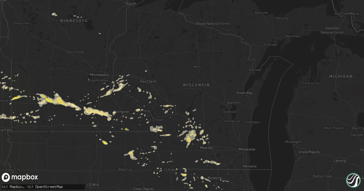 Hail map in Wisconsin on August 18, 2016