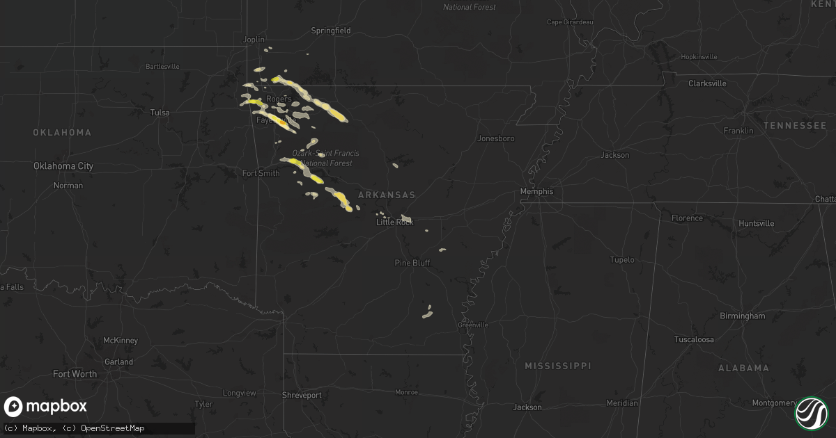 Hail map in Arkansas on August 18, 2017