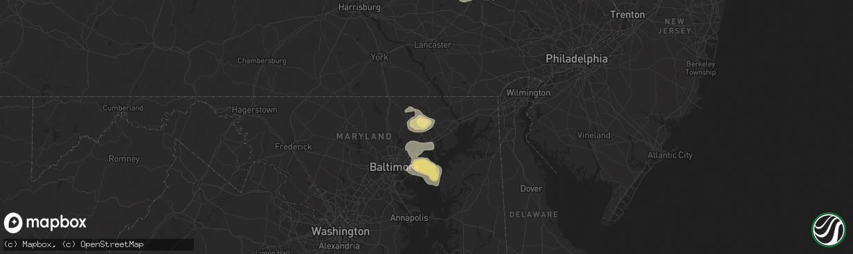 Hail map in Bel Air, MD on August 18, 2017