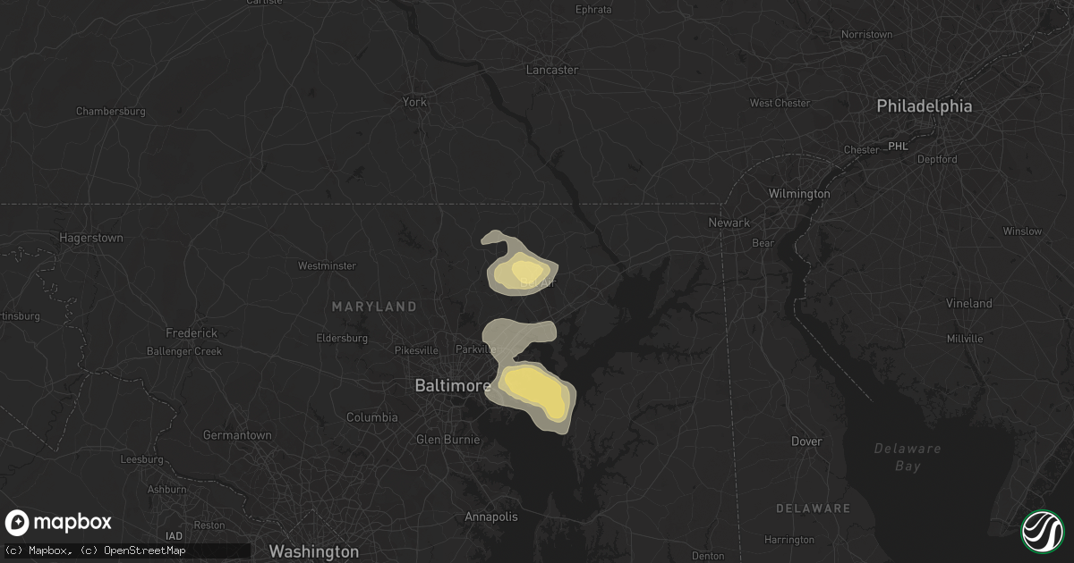 Hail map in Bel Air, MD on August 18, 2017