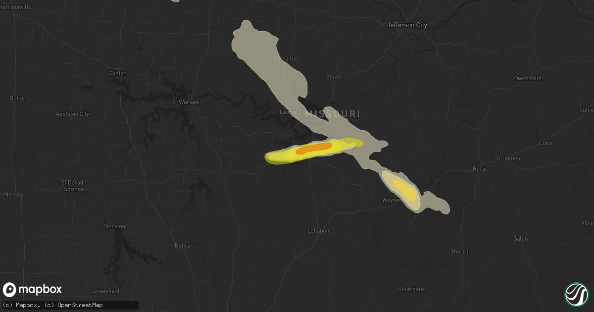 Hail map in Camdenton, MO on August 18, 2017