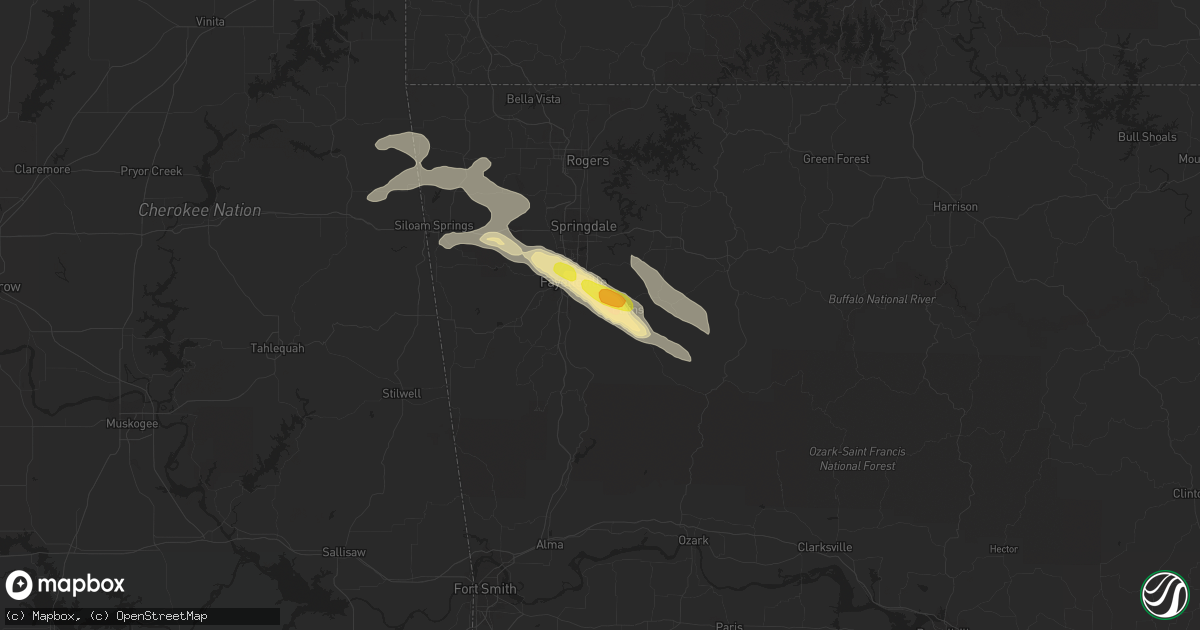 Hail map in Fayetteville, AR on August 18, 2017