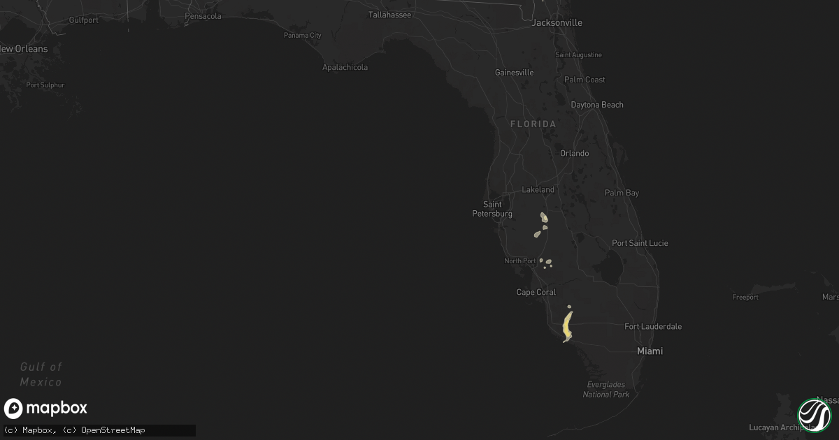 Hail map in Florida on August 18, 2017