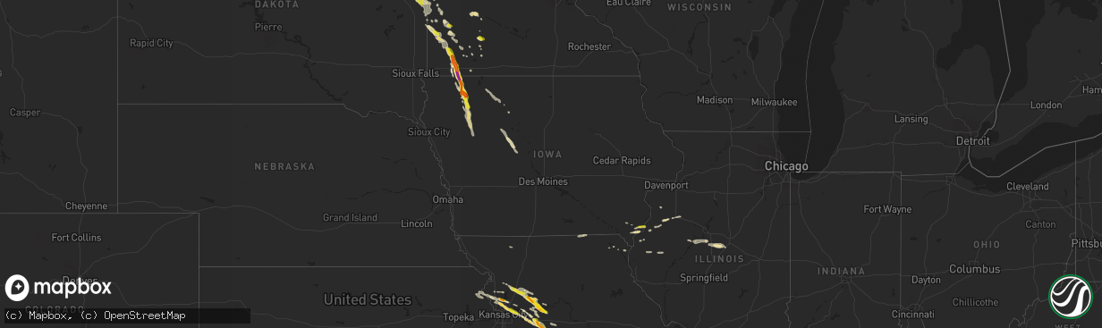 Hail map in Iowa on August 18, 2017
