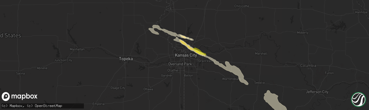Hail map in Kansas City, MO on August 18, 2017