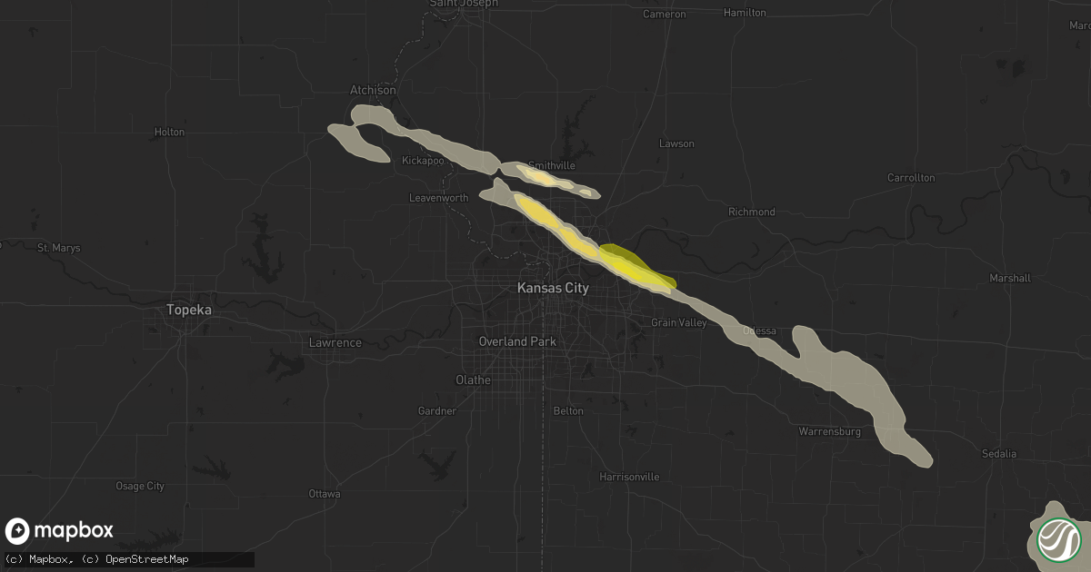 Hail map in Kansas City, MO on August 18, 2017