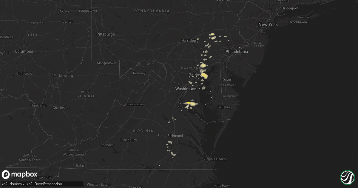 Hail map in Maryland on August 18, 2017