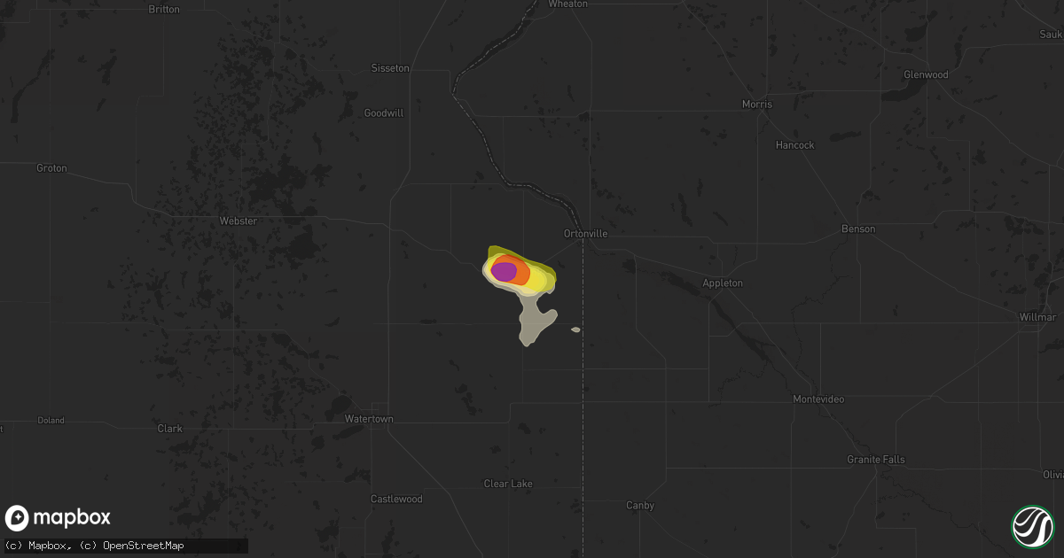 Hail map in Milbank, SD on August 18, 2017