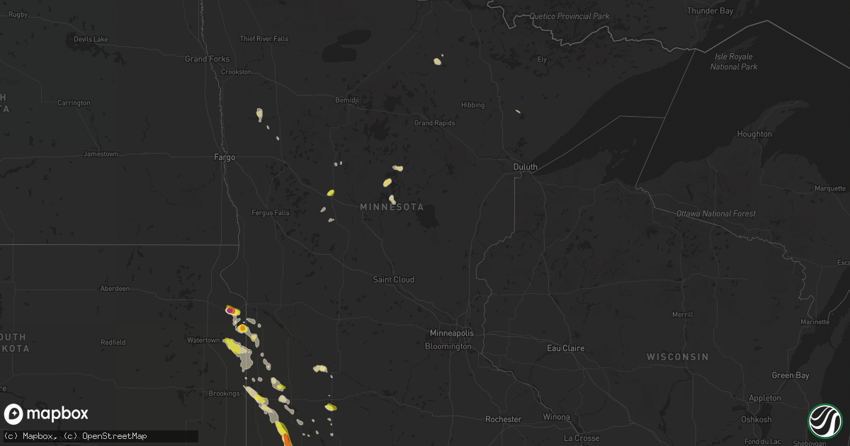 Hail map in Minnesota on August 18, 2017