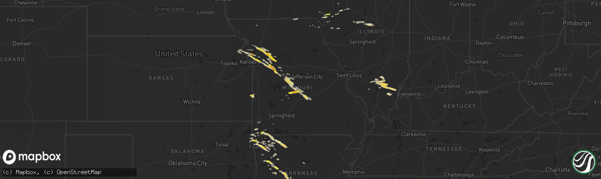 Hail map in Missouri on August 18, 2017
