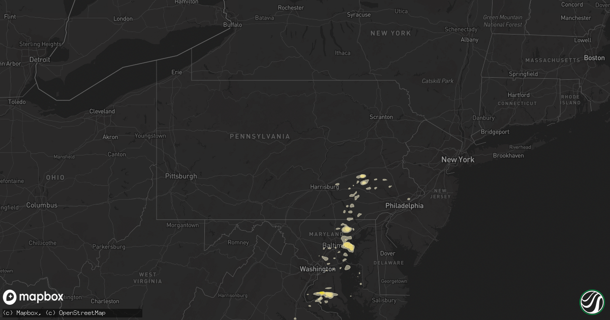 Hail map in Pennsylvania on August 18, 2017
