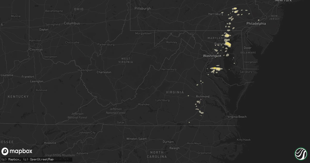 Hail map in Virginia on August 18, 2017