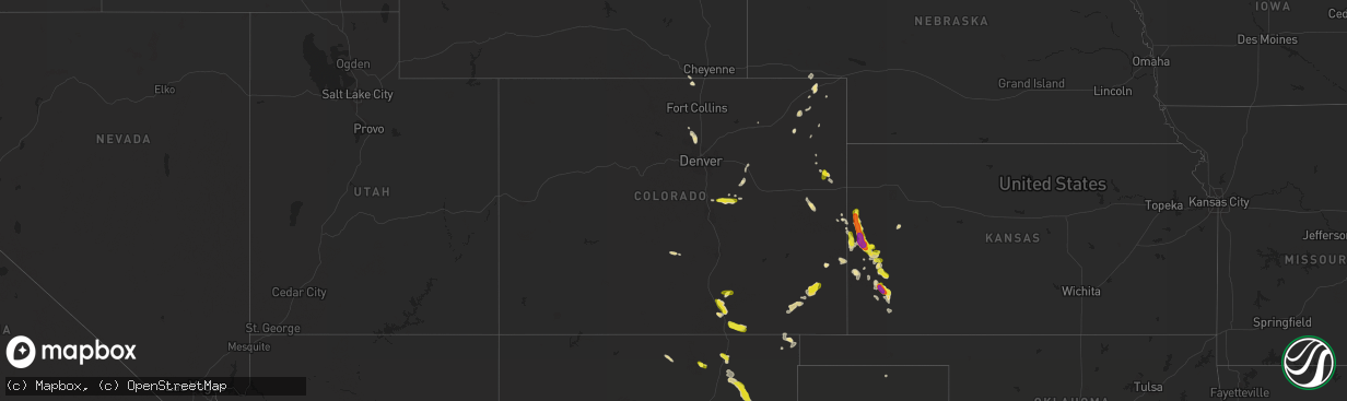 Hail map in Colorado on August 18, 2018