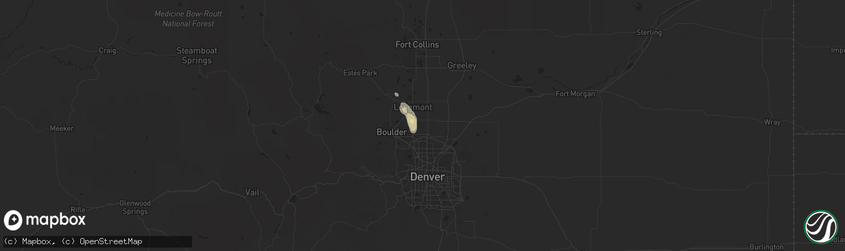 Hail map in Erie, CO on August 18, 2018