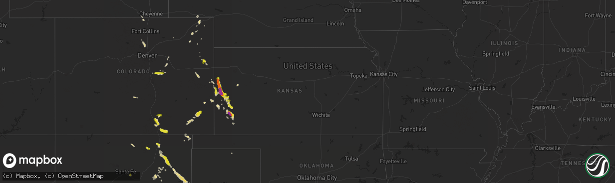 Hail map in Kansas on August 18, 2018