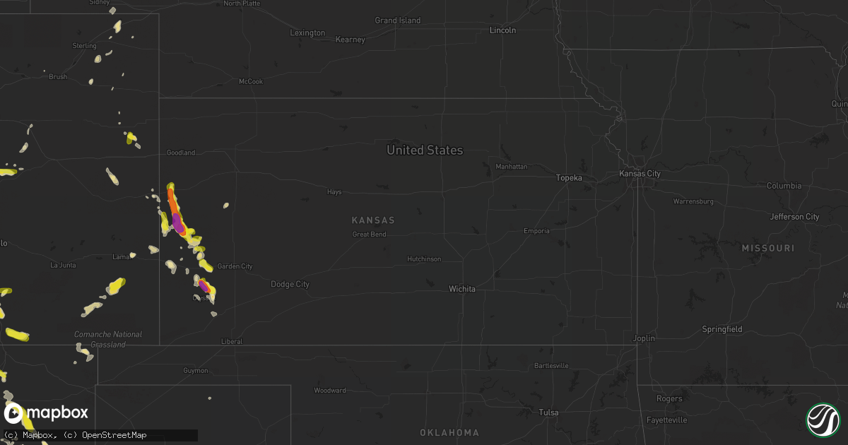 Hail map in Kansas on August 18, 2018
