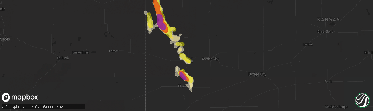 Hail map in Lakin, KS on August 18, 2018