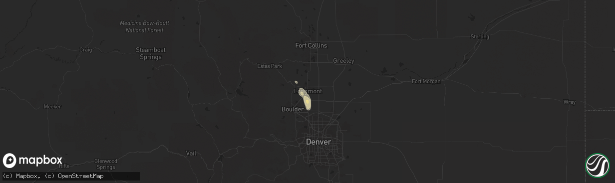 Hail map in Longmont, CO on August 18, 2018