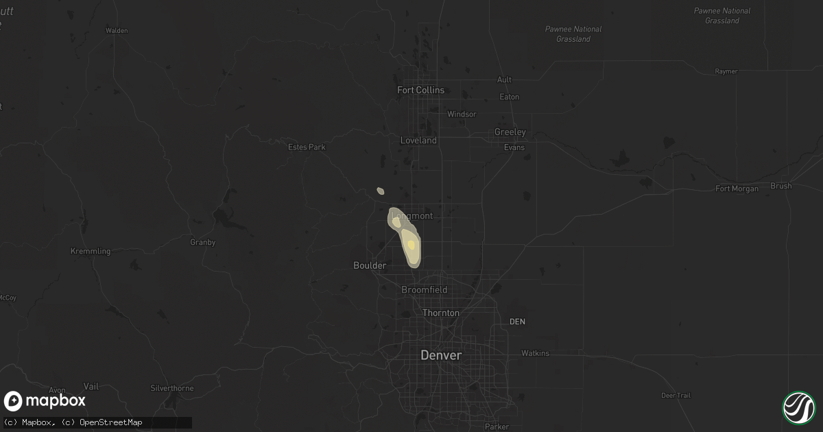 Hail map in Longmont, CO on August 18, 2018