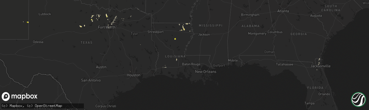 Hail map in Louisiana on August 18, 2018