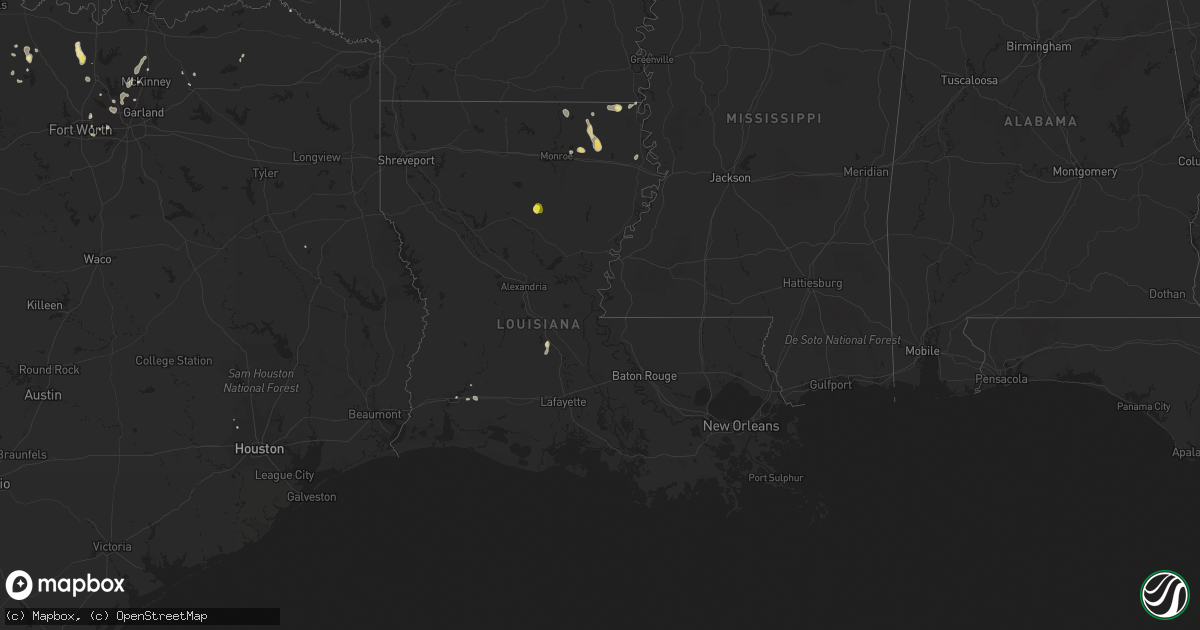 Hail map in Louisiana on August 18, 2018