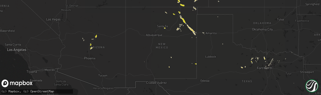 Hail map in New Mexico on August 18, 2018