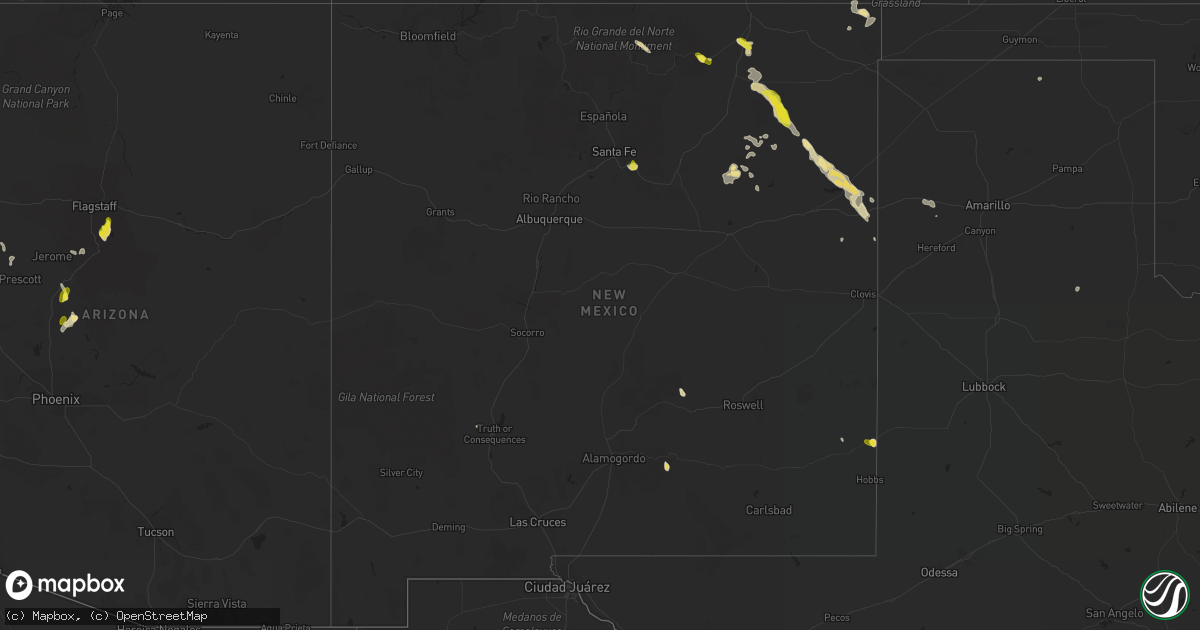 Hail map in New Mexico on August 18, 2018