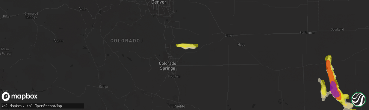 Hail map in Peyton, CO on August 18, 2018