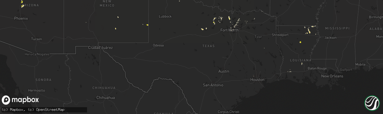 Hail map in Texas on August 18, 2018