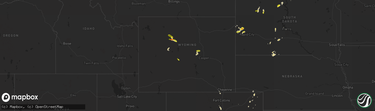 Hail map in Wyoming on August 18, 2018