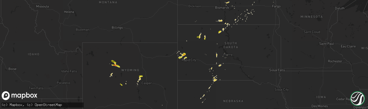 Hail map on August 18, 2018