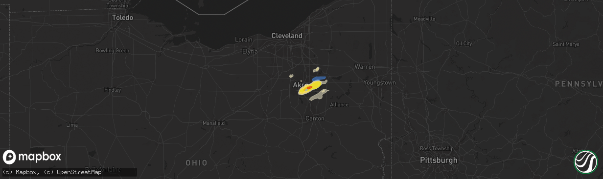 Hail map in Akron, OH on August 18, 2019