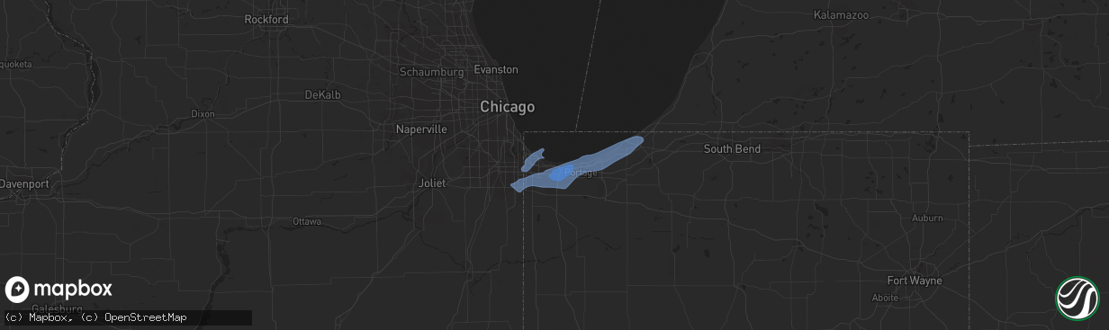 Hail map in Gary, IN on August 18, 2019