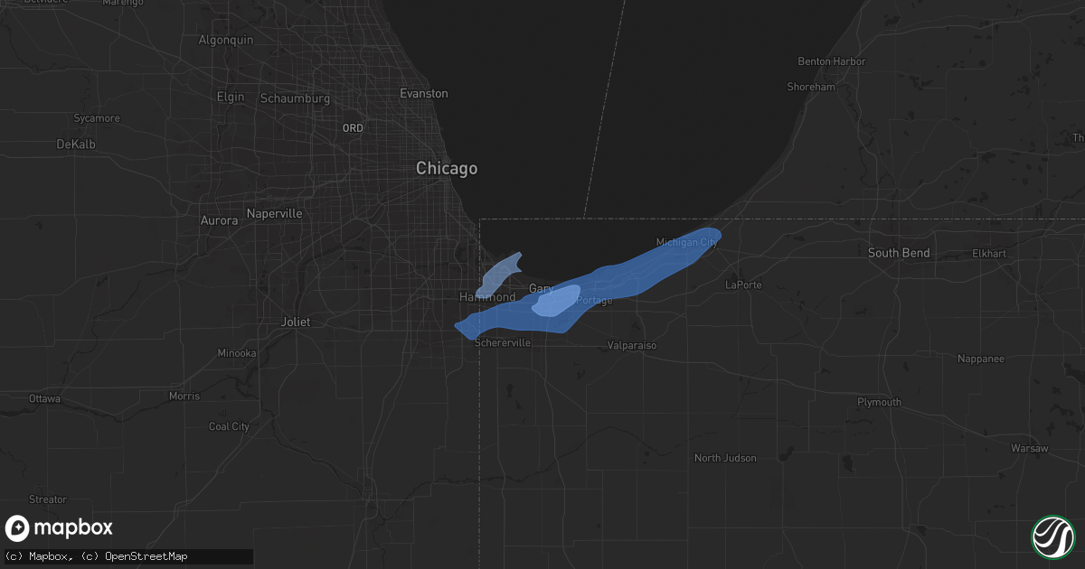 Hail map in Gary, IN on August 18, 2019