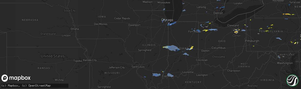 Hail map in Illinois on August 18, 2019