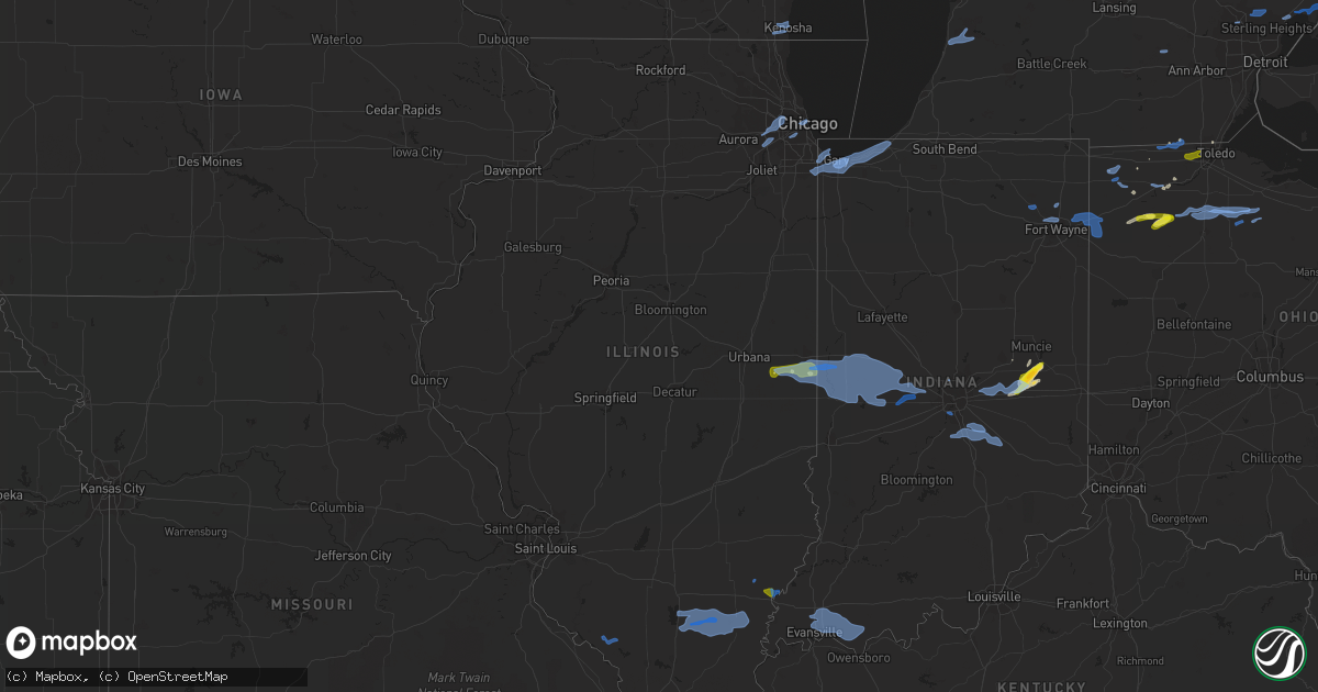 Hail map in Illinois on August 18, 2019