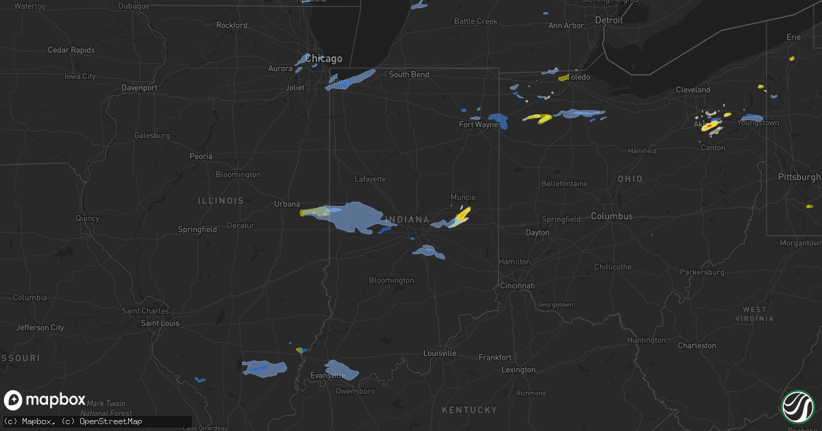 Hail map in Indiana on August 18, 2019