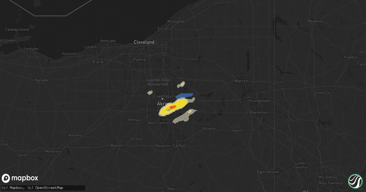 Hail map in Kent, OH on August 18, 2019