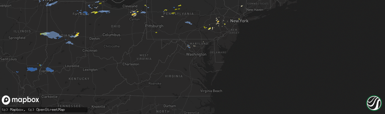 Hail map in Maryland on August 18, 2019