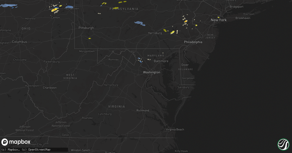 Hail map in Maryland on August 18, 2019
