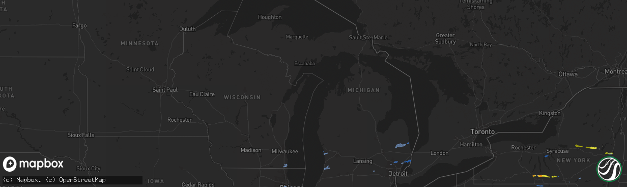 Hail map in Michigan on August 18, 2019