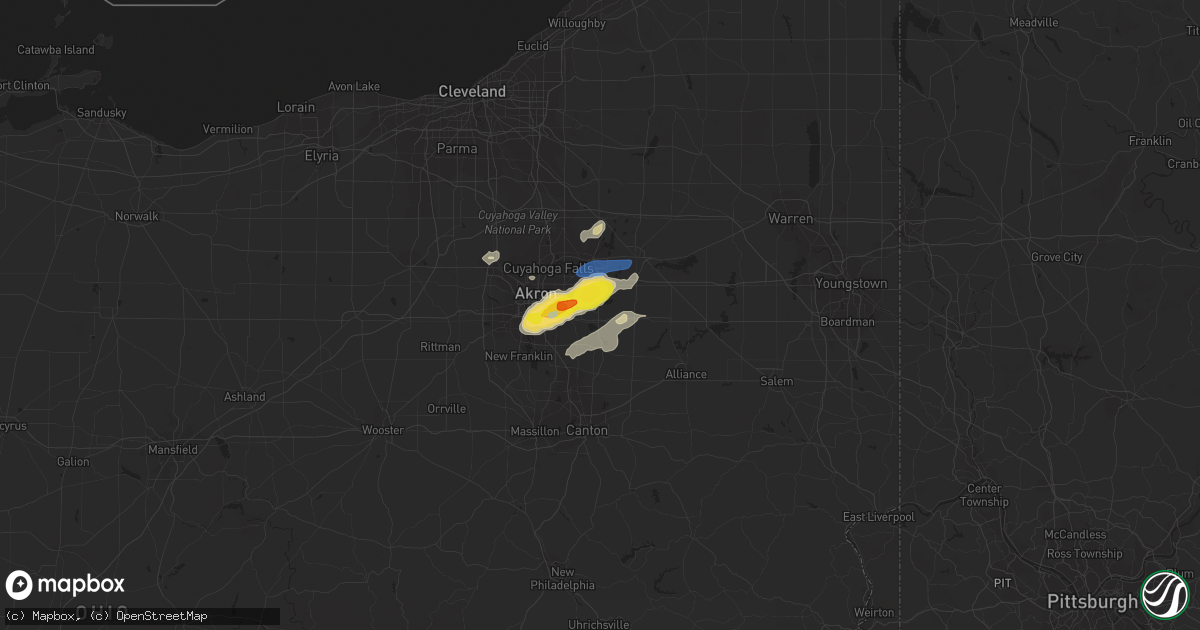 Hail map in Mogadore, OH on August 18, 2019